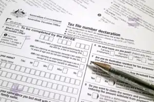 Individual getting ready to file tax returns for the year.