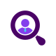 Icon B2B Deep Purple Person & magnifying glass